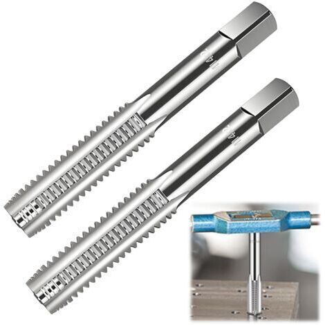 Lot de 2 tarauds à main métriques M14 x 2,0 mm, tarauds filetés, kit d'outils de filetage manuel, outil de coupe pour acier, alliage, aluminium, cuivre – Tarauds de filetage à flûte droite pour (1/5)