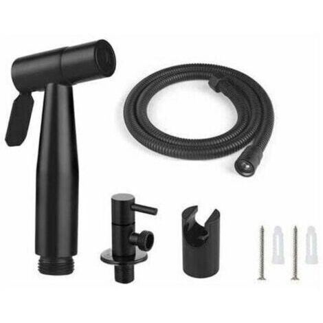 Kit de douche pour WC Jalleria, flexible de 1,5 m avec support et adaptateurs G1/2 noirs (1/4)
