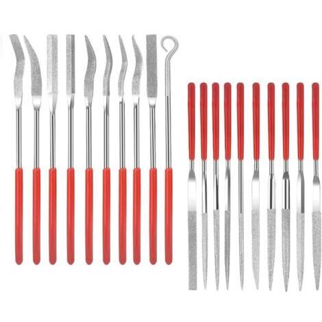 20Pcs Lime Aiguille Diamantée, Jeu de Lime Aiguille Metal,Jeu de Limes Précision,Limes de Précision pour Verre,Pierre,Bois,Solides et Durables (1/5)