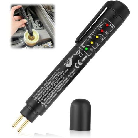 Testeur de Liquide de Frein pour Voiture, 5 LED Indicateurs Peut Test DOT3 DOT4 DOT5, Universel Stylo Detecteur Humidité Liquide Automobile Testeur (1/5)