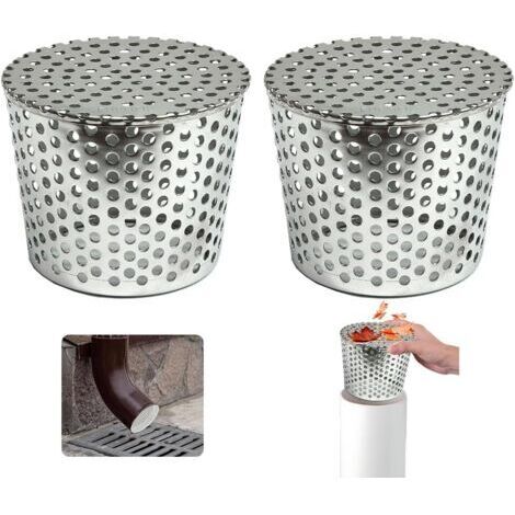 Filtres De Gouttière en Acier Inoxydable, Lot de 2 Crapaudine de Gouttière 90-110mm, Filtre Gouttière À Mailles, Grille Protection Gouttiere Anti Feuille, Filtre de Gouttière pour Éviter les Blocages (1/5)