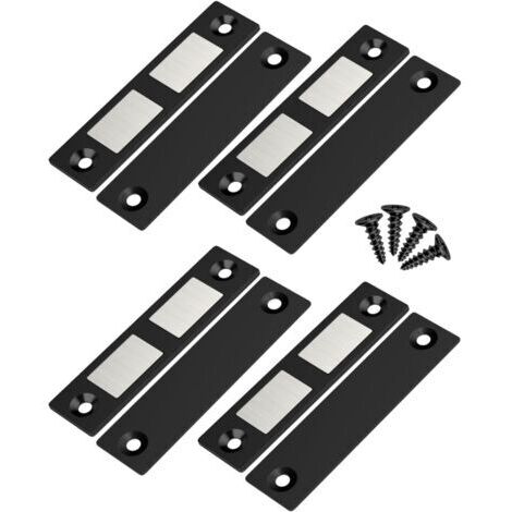 Lot de 4 Ultra Mince Aimant Porte Placard Puissant Loquet de Porte Magnétique pour Porte d'armoire, Tiroir, Fermeture Aimant de Porte Coulissant pour Placard Meuble Cuisine Maison, Noir (1/5)