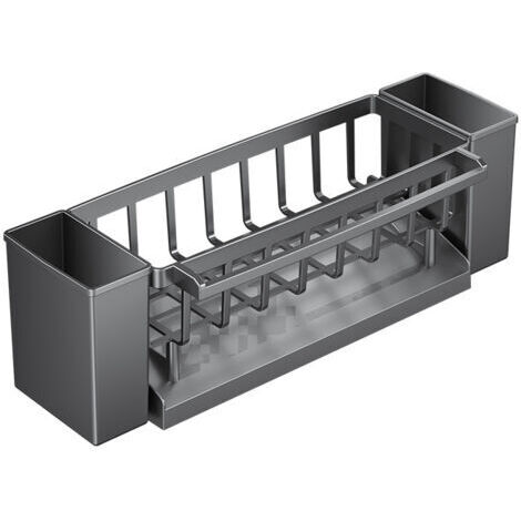Support d'Évier de Cuisine, Support de Rangement pour Éponge, Drainage Automatique, avec Barre Porte-Serviettes, Montage Mural Sans Perçage, Adapté à la Cuisine et à la Salle de Bain (1/5)