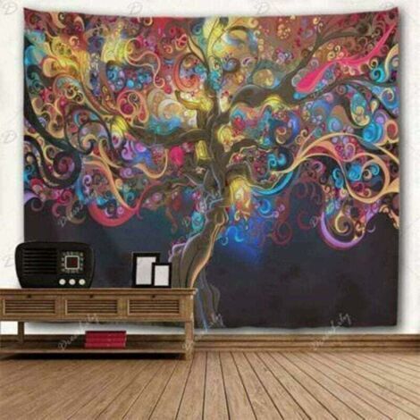 Tapisserie murale psychédélique à motif d'arbre pour la décoration intérieure (210 x 150 cm) (1/4)