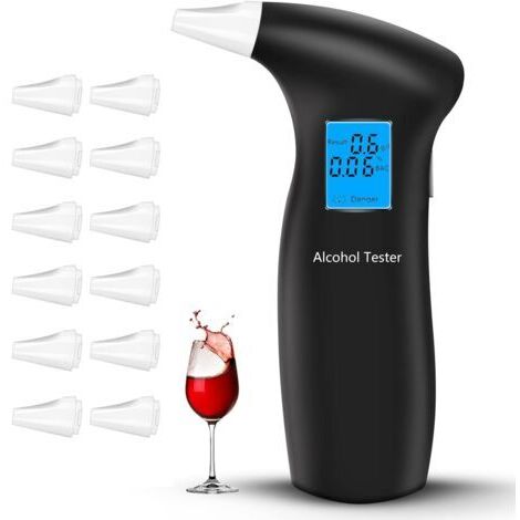 Éthylotests, testeur d'haleine avec 12 embouts buccaux, testeur d'haleine d'alcool professionnel, éthylomètres portables avec écran LCD, détecteur d'alcool numérique rapide et haute précision (1/5)