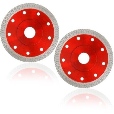 Lot de 2 disques à tronçonner diamant de 115 mm pour meuleuse d'angle, coupe nette sur porcelaine, pierres artificielles, granit, béton, marbre, briques, céramique, taille 115 x 1,2 x 22,23 mm (1/5)