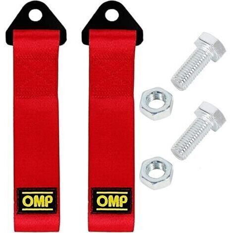 Lot de 2 cordes de remorquage en nylon pour voiture de course, sangle de remorquage sport, pour pare-chocs avant et arrière (rouge) (1/5)