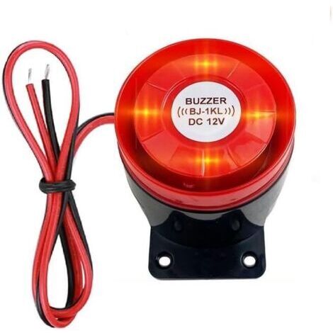 DC 12V Mini Sirène Stroboscopique Filaire, 120 DB Système d'alarme sonore sirène pour la sécurité à la Maison, Flash Rouge (1/5)