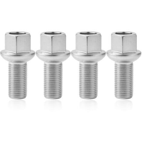 4x Boulons de Roue M14x1.5x27 mm Zingués en Acier Allié 40Cr, Boulons de Roue SW17 avec Siège à Rotule, Revêtement Antirouille A/G, Compatibles avec Jetta Golf/Bora/Sharan/Touran/Passat/Scirocco (1/5)