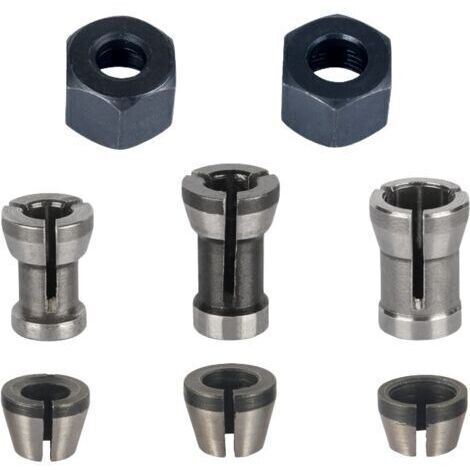 Mandrin de Fraiseuse - Lot de 8, Collet Mandrin Affleureuse (6 mm, 6.35 mm, 8 mm), Pince de Serrage Defonceuse, Adaptateurs de Pince (1/5)