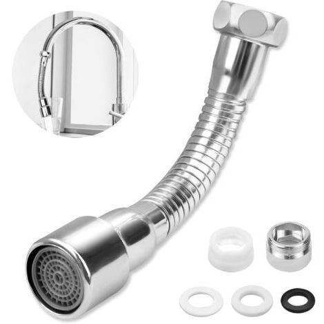 Rallonge de robinet de 14 cm, fonction pivotante à 360°, anti-explosion et inoxydable, convient pour les rallonges de robinet de salle de bain et de cuisine (1/5)