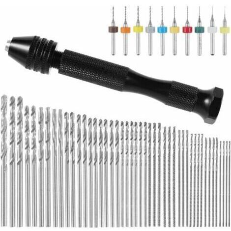57 Pièces mini perceuse de précision pin foret fraise mini foret modelisme foret bois precision pin vise Outils perceuse à main Foret Fraise Twist 0.3-3mm, PCB de 0.1mm-1mm (1/5)