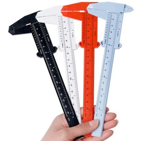 4 pièces Pied à Coulisse, Plastique 150mm/6" Plastique Pied à Coulisse, outil de mesure de pied à coulisse, pour menuiserie, étudiant, mesure de bijoux, etc. (1/5)