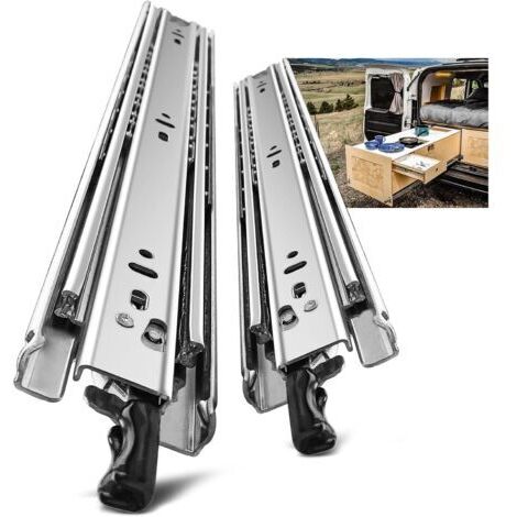 Glissières pour tiroirs robustes, capacité de charge jusqu'à 68 KG, avec serrure,Extension 300 350 400 450 500 550 600 650 700 750 800 850 900 950 1000 mm, 1 Paire (2 pièces) (1/5)
