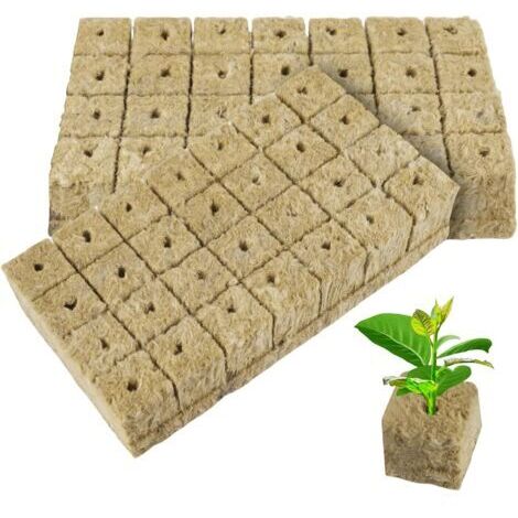 Lot de 42 cubes de laine de roche - 4 x 4 x 4 cm - Pour culture hydroponique, boutures, colonisation, transplantation, propagation des plantes (1/5)