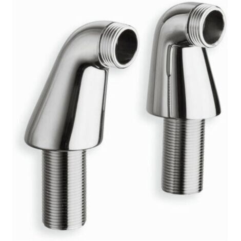 colonnettes chrome pour baignoire - LOT DE 2-inclinées- excentriques- mâle 20x27 (3/4) aux 2 extrémités (1/5)