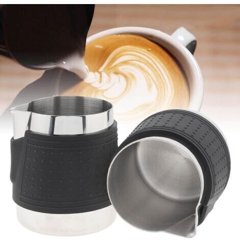 Lot de 2 pichets à lait en acier inoxydable avec bec rond pour expresso - 350 ml (1/5)
