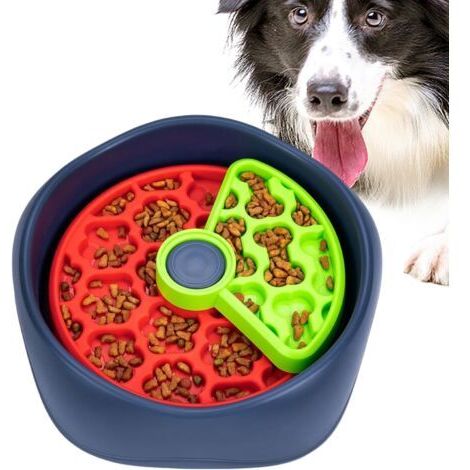 Gamelle à Manger Lent pour Chien - Distributeur de Friandises Anti-dérapant - Mangeoire Lente Anti-étouffement à Rotation 3 Couches pour Chats,pour Lécher Friandises et (1/5)