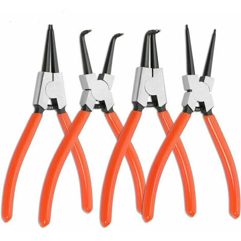 Jeu de 4 Pinces à Circlips, Pince pour Circlip Interne et Externe avec Sac , Longueur 180mm, Taille de la Pointe 1,6 mm (1/5)