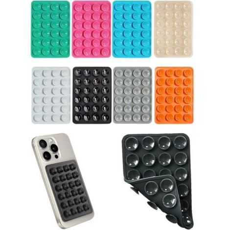 Lot de 8 supports à ventouse double face en silicone – Support universel pour téléphone portable avec base adhésive pour tous les modèles, avec coques à ventouses et design antidérapant (8) (1/5)