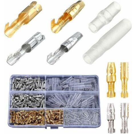 Laiton Bullet Connecteurs Kit, 360PCS 3.9mm Bullet Terminal Connecteur Mâle et Femelle, Connecteur Electrique Moto Cosse Electrique Moto Cosse Bullet Cosse Ronde a Sertir avec Manchons Isolants (1/5)