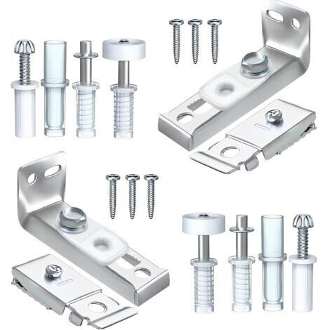 Kit de rail de porte à deux volets, 2 ensembles de quincaillerie pour porte pliante Pièces de rechange comprenant des pivots inférieurs supérieurs, un support et une roue de guidage pour rail de 2,2 (1/5)