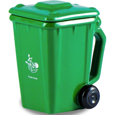 Tasse à Café en Céramique en Poubelle Forme, Tasse Tasse à Thé en Porcelaine avec Poignée et Roulette de Recyclage, Mug Poubelle, Cadeau pour Homme, Femme, Amis, Frères, 400ML (Vert) (1/4)
