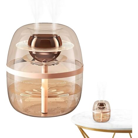 Quiet Bedroom Humidifier, Large Capacity Cool Mist Humidifier, Double Spray with 2l Tank, Silent Oil Diffuser, Travel Friendly Moisture Generator for Vehicles, 16cm (1/4)