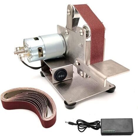 DEESSE SHOP-Mini ponceuse à bande – Aiguiseur de couteaux électrique, ponceuse à 7 vitesses réglables, meuleuse de table pour le travail du bois, le métal, la fabrication de couteaux (25mm,10000RPM)