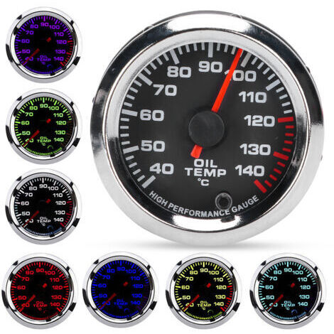DEESSE SHOP-Jauge de Température D'huile 12V, Jauge de Température D'huile 52mm/2.0in 40-140℃ Affichage 7 Couleurs Rétro-éclairage Cadran Noir pour Voitures 12V. (1/5)