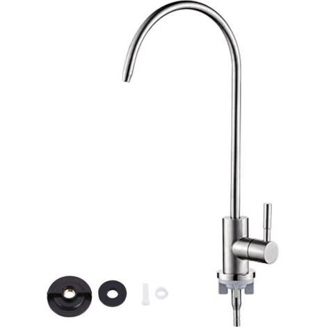 DEESSE SHOP-1/4 '' Robinet En Acier Inoxydable Chrome Plaqué Osmose Inverse Col De cygne Eau Potable Filtre Cuisine Robinet (1/5)