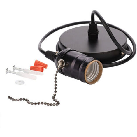 DEESSE SHOP-Light Holder, Support De Lampe De Suspension E27 Vintage avec Base à Lampe pour ChaîNe à Tirette MontéE Au Plafond(Noir Perle) (1/5)