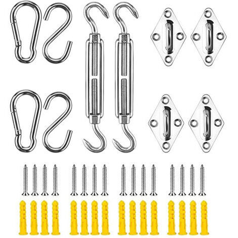 DEESSE SHOP-Kit de Quincaillerie pour Voile D'ombrage, Crochet en S en Acier Inoxydable 304 M6 pour Jardin Extérieur Auvent Parasol (1/5)