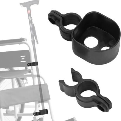 DEESSE SHOP-Support de canne pour déambulateur – Lot de 2 supports pour cannes 15-20mm – Matériau ABS – Fixation sécurisée pour fauteuils roulants et scooters
