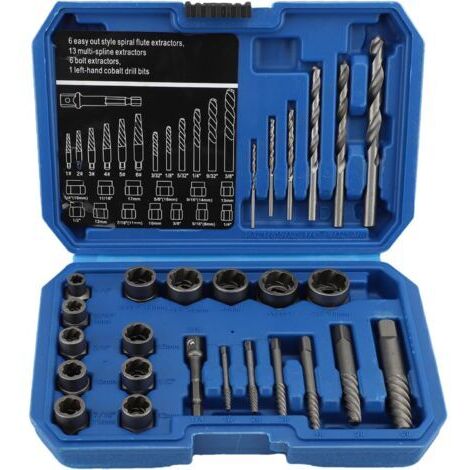 DEESSE SHOP-26pcs douille extracteurs de boulons antivol, extracteur d'ecrou endommagés Cr-Mo Matériau 10-19mm (1/5)