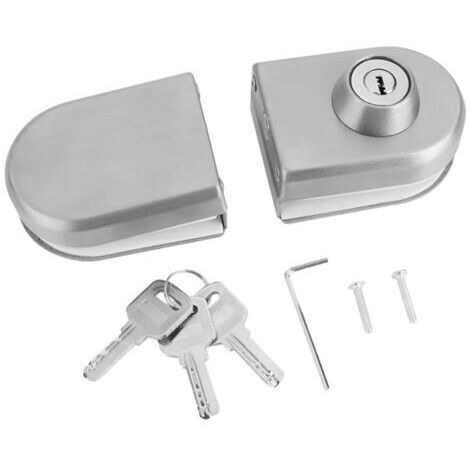 DEESSE SHOP-Serrure de porte en verre d'acier inoxydable, aucune perceuse antivol serrure de sécurité serrure d'armoire de porte en verre avec clés ouvrir/fermer la salle de bains de l'hôtel à la mais (1/5)