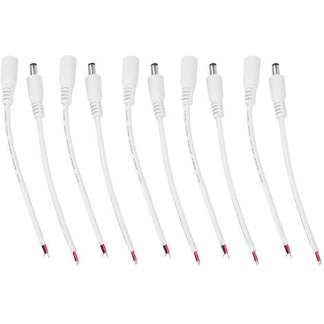 DEESSE SHOP-Corètes de Connecteur de Fiche d'alimentation de Baril à 5 Paires Connecteurs de Prise Féminine Masculine 5.5x2.1m (Black) (White) (1/5)