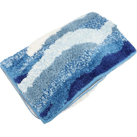 DEESSE SHOP-MEKOTRIN Tapis Chambre Doux - 50 80CM Tapis de Bain en Forme de Vague 3D Océan Bleu Épais et Absorbant, Tapis Lavable en Machine pour Maison Salon Couloir (1/2)
