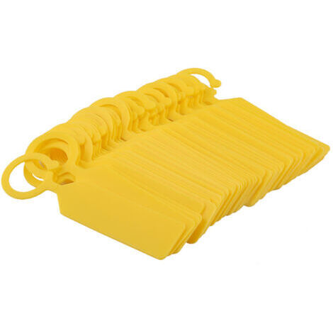 DEESSE SHOP-Lot de 100 étiquettes à suspendre en plastique pour plantes, arbres, pépinière, décoration de jardin, jaune (1/5)