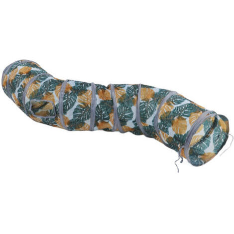 DEESSE SHOP-KIMISS Cat Tunnel Toy pour Chats Intérieurs - Tune de Tunnel à imprimé à Feuilles Sauvages, Espace de Jeu épais et Portable pour Les Petits Animaux de Compagnie (1/5)