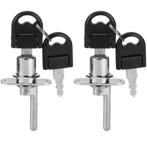 DEESSE SHOP-Lot de 2 serrures de meuble à tiroirs avec clés de sécurité pour bureau (tête de 19 mm, argent) (1/5)