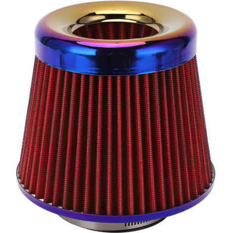 DEESSE SHOP-Filtre à Air D'admission de Voiture, Filtre à Air Conique Rond Haute Performance de 3 Pouces/76 Mm, Filtre à Air D'entrée D'accessoire Universel à Cône Réutilisable Lavable(rouge). (1/5)