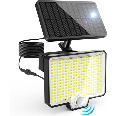 DEESSE SHOP-Lampes solaires d'extérieur à 294 LED avec détecteur de mouvement, 4 modes, IP65, 6000-6500K, applique murale solaire pour jardin, garage, (1/5)