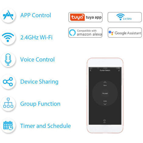 DEESSE SHOP-ZJchao Module de Commutation de Rideau Intelligent WiFi, Fonction de Synchronisation, Module de Modification de Rideau Domestique, Partage D'appareils Mobiles, Compatible avec la (1/5)