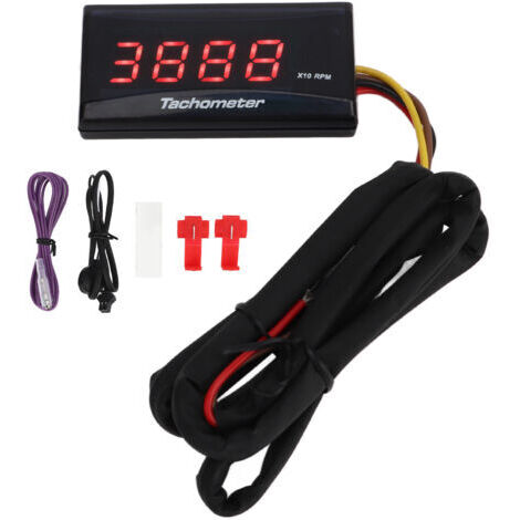 DEESSE SHOP-Moto Tachymètre DC 12V Ultra Mince LCD Rétroéclairage tanche pour Modification Rouge (1/5)