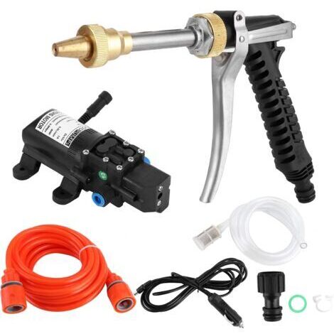 DEESSE SHOP-130PS DC 12V 80W Pompe de Lave-Auto à Haute Pression Nettoyage de Pompe à eau Pompe à eau Portable Kit de Lavage de Pistolet Pour de Pneus de Porte de Voiture (1/5)
