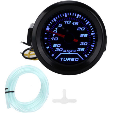DEESSE SHOP-Acouto 35psi Turbo Boost Gauge, Affichage LED Rouge Bleu, Look de Course, Installation Facile, Universel 2 Pouces / 52 Mm, Numérique, pour Modification de la Voiture, Plastique + Métal. (1/5)