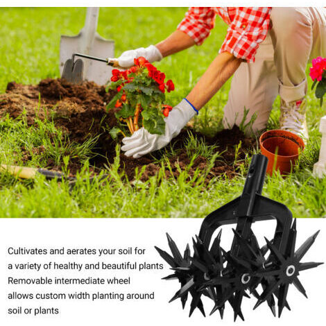 DEESSE SHOP-Wakects Outil du Cultivateur Rotatif, Cultivateur de Jardin à Main avec des Dents Détachables Aérateur de Scarifier de Sol 2 en 1 pour Les Plantes Jardinage surélevé (1/5)