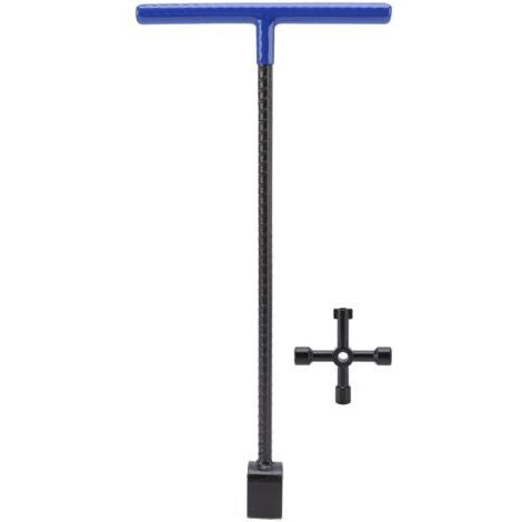 DEESSE SHOP-Clé de compteur d'eau 16 pouces – Acier antirouille – Poignée en T ergonomique – Outil multifonctionnel 4 voies pour vannes d'arrêt (1/5)
