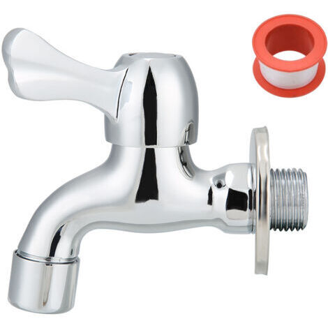 DEESSE SHOP-Robinet en Cuivre à Ouverture Rapide G1/2 Po, Robinet D'eau Froide Simple Robuste pour Machine à Laver, Piscine à Vadrouille, Montage Mural (1/5)